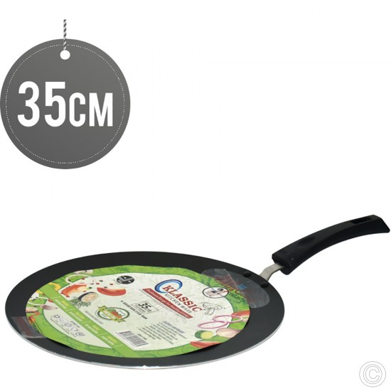 36cm Non Stick Pancake Pan Tawa Roti Pan Flat Crepe Pan Marble Coated Aluminium Black 3.5MM Non Stick Cookware image