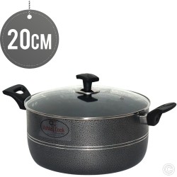 Ashley Non Stick Casserole 20cm BLACK With Glass Lid