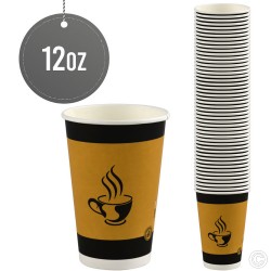 12Oz Paper Takeaway Coffee Cups Pack of 50 Cater Gold Single Walled Paper Cup Perfect for Hot or Cold Drinks Brown
