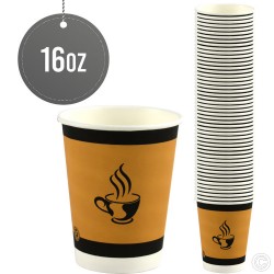 16Oz Paper Cups Takeaway Coffee Cups Pack of 50 Cater Gold Single Walled Paper Cup Perfect for Hot or Cold Drinks Brown