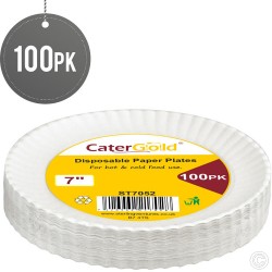 Disposable Paper Plates 7 Inches Party Tableware (Pack of 100) White Biodegradable Bagasse Plate Recyclable