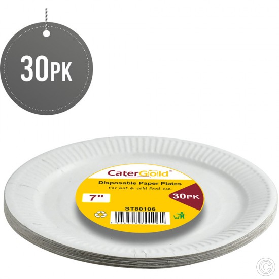 Bagasse Paper Plates Party Tableware (Pack of 30) White Biodegradable Disposable Plate Recyclable