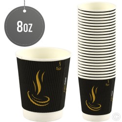 8oz Ripple Paper Cups Takeaway Coffee Cups Pack of 25 Cater Gold Perfect for Hot or Cold Drinks Brown