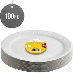 9 inch Disposable Paper Plates Party Tableware (Pack of 100) White Biodegradable Plate Recyclable