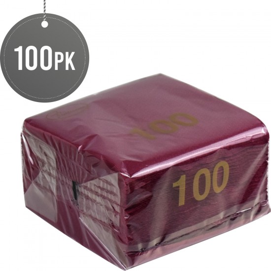 100 Soft Napkins 30 x 30cm Serviettes Tissue 1 Ply (Burgundy) image