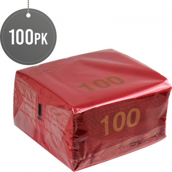 100 Soft Napkins 30 x 30cm Serviettes Tissue 1 Ply (Red) Paper Disposable image