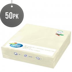 Soft Paper Napkins Coloured Serviettes Tissues 2 Ply 50 Sheets (33 x 33cm, Vanilla)