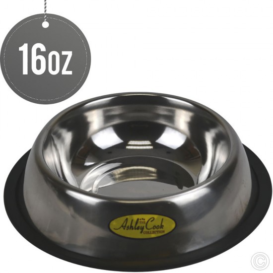 Stainless Steel Pet Dog Bowl 16 Oz image
