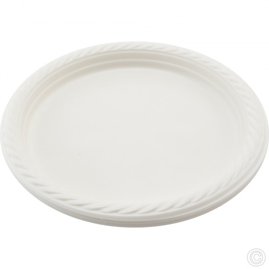 10 inch Large Plastic Plates Disposable Pack of 8 White Quality Durable Plates Ideal for Hot and Cold Food Plastic Disposable image