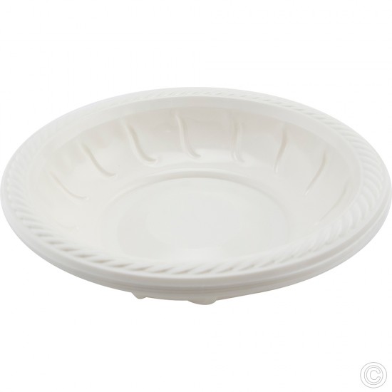 10 inch Plastic Salad Bowls Disposable 8 Pack White Cereal Party Dessert Buffet Bowl Lightweight Plastic Disposable image
