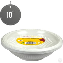 10 inch Plastic Salad Bowls Disposable 8 Pack White Cereal Party Dessert Buffet Bowl Lightweight