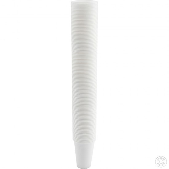 100 X Disposable Cups Plastic Cups 7oz White for Water Coolers Vending Disposables Cups Sealed image