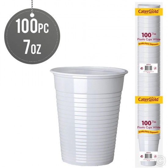 100 X Disposable Cups Plastic Cups 7oz White for Water Coolers Vending Disposables Cups Sealed image
