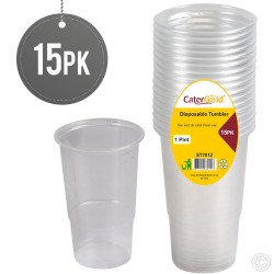 Disposable Clear Plastic Cups 1 Pint for Water Coolers Vending Disposables Cups Sealed ( Pack of 15 )