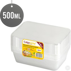500CC Microwave Plastic Food Containers Takeaway  Disposable 14 Pack with Lids Rectangular BPA Free Freezer Safe Recyclable