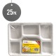 6-Compartment Dinner Plates Plastic Trays Disposable 25 Pack White School Lunch Tray Heavy Duty image