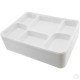 6 - Compartment Dinner Plates Plastic Trays Disposable 50 Pack White School Lunch Tray Heavy Duty image