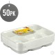 6 - Compartment Dinner Plates Plastic Trays Disposable 50 Pack White School Lunch Tray Heavy Duty image