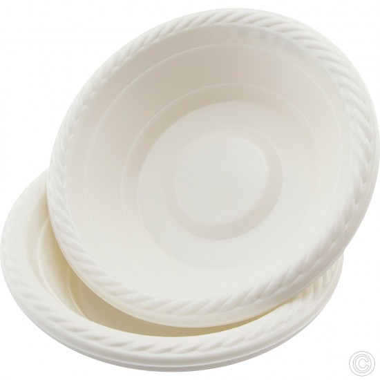 6 inch Plastic Salad Bowls Disposable 20 Pack White Cereal Party Dessert Buffet Bowl Lightweight image