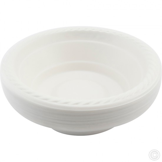 6 inch Plastic Salad Bowls Disposable 50 Pack White Cereal Party Dessert Buffet Bowl Lightweight Plastic Disposable image