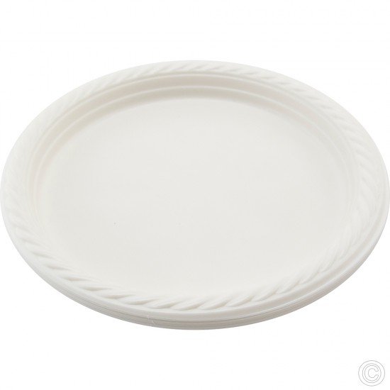 9 inch Large Plastic Plates Disposable Pack of 12 White Quality Durable Plates Ideal for Hot and Cold Food image