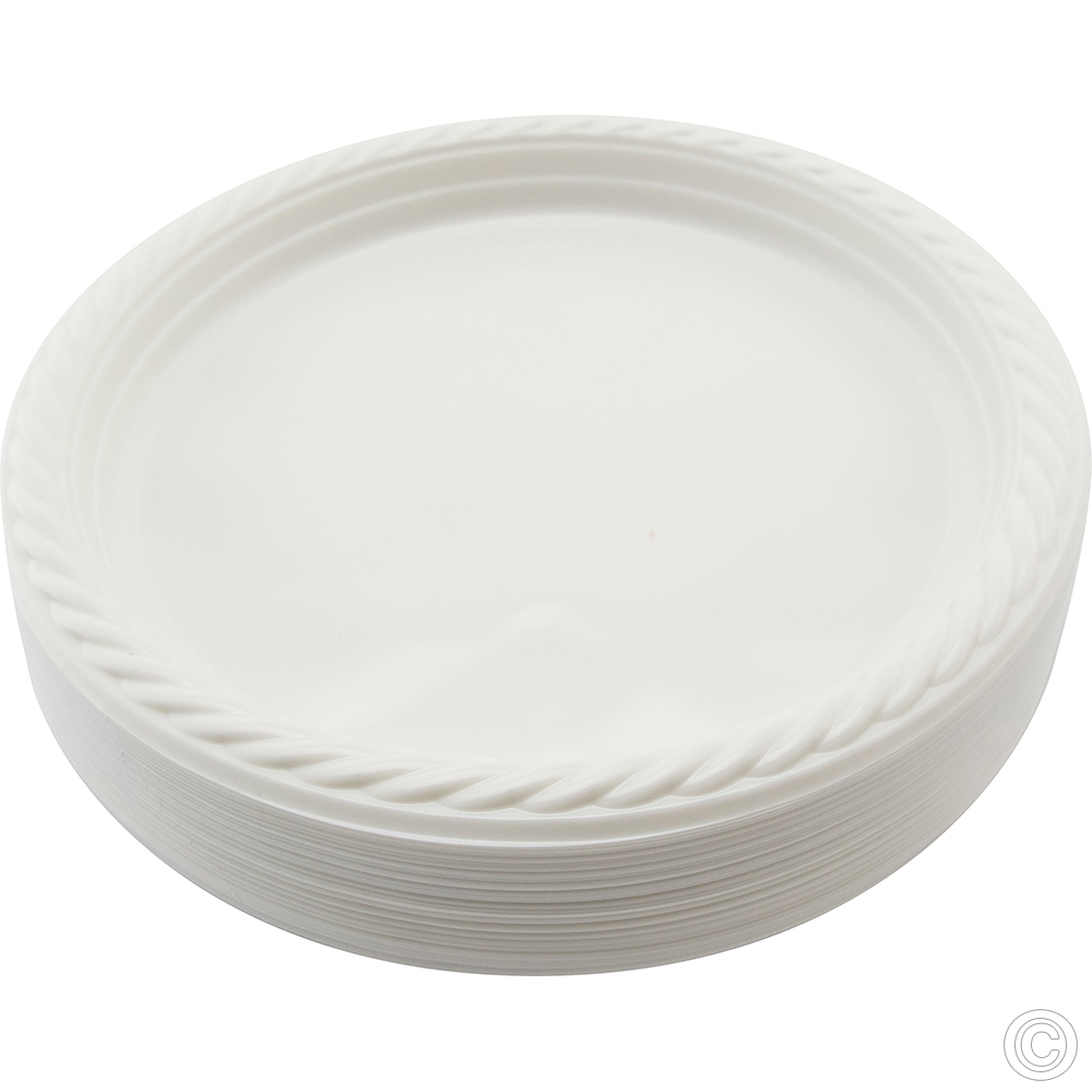 thumbnail image 2 of White Plastic Plates – Reusable Dishes, 3-Pack, Art Deco Style, For Catering & Parties By Venuspackagingltd 2 of 4