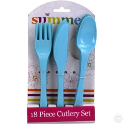 Heavy Duty Disposable Cutlery Set 18pack Blue