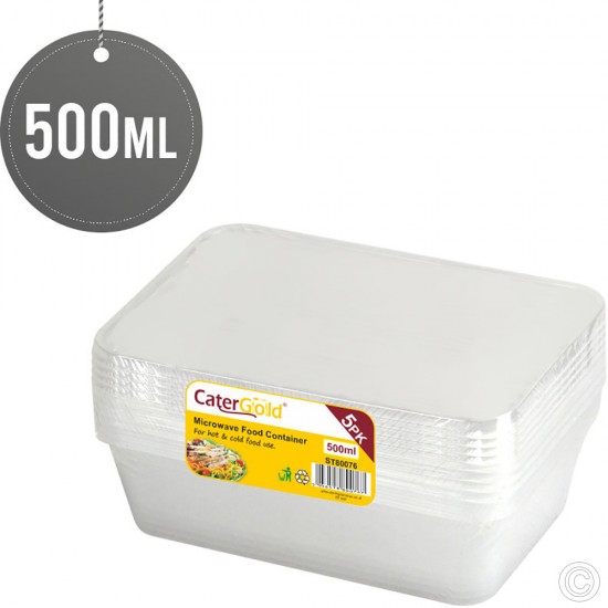 Microwave Plastic Food Containers 500CC 5pack Plastic Disposable image