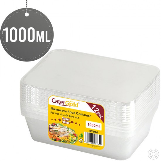 Plastic Microwave Food Containers 1000CC 12pack Plastic Disposable image
