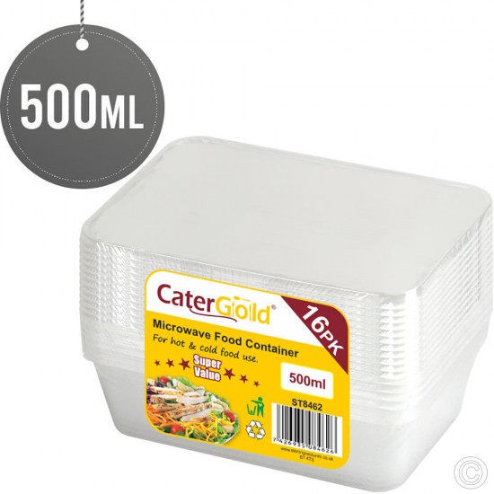 Plastic Microwave Food Containers 500CC 16pack image