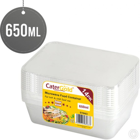 Plastic Microwave Food Containers 650CC 14pack image
