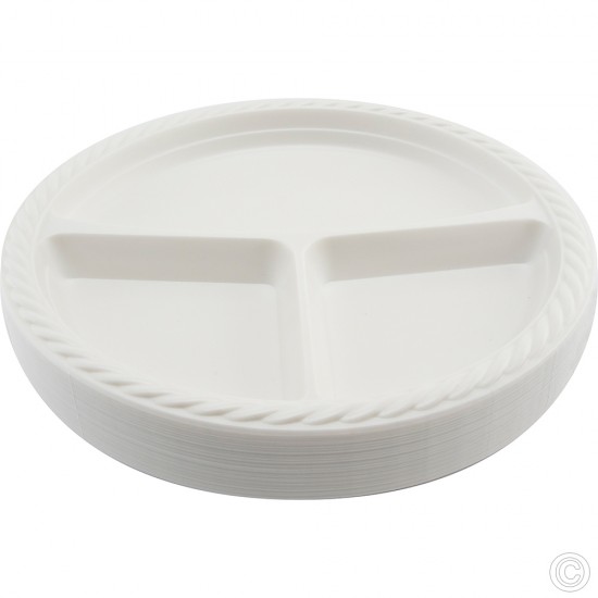 Plastic Plate 3 Compartments 10'' 50pack Plastic Disposable image
