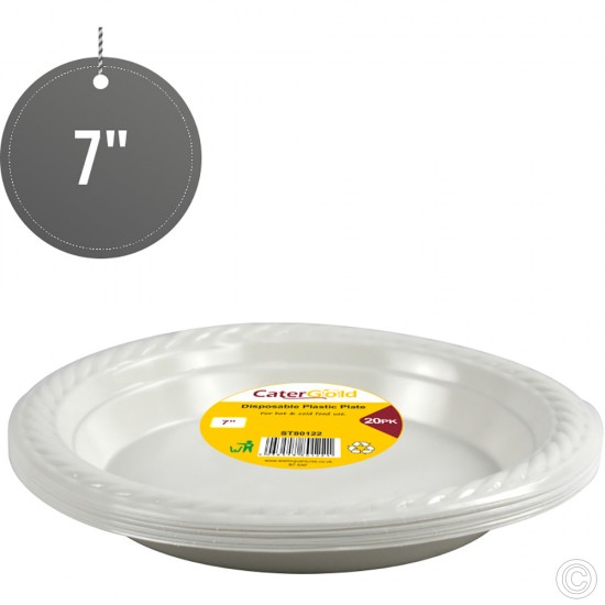 Recyclable Plastic Plates 7'' 20pack Plastic Disposable image