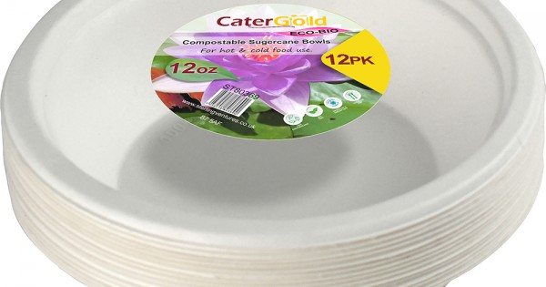 CaterCo Bagasse Sugarcane 12oz / 340ml Bowls - Strong, Disposable, Biodegradable, Compostable Eco-Friendly White Paper Bowl For Soup, Salad, Dessert, Party, BBQ - 12oz Bowls - 200 Pack - View #10