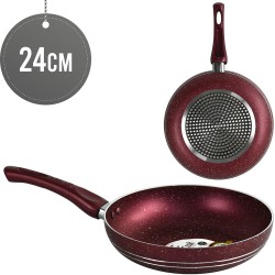 24cm Frying Pans Non-Stick Red Suitable For Induction Electric and Gas Hobs Anti-Scratch Pans Cool Touch Handles