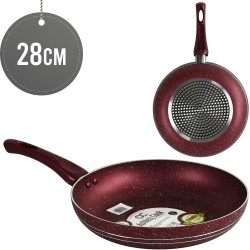 28cm Frying Pans Non-Stick Red Suitable For Induction Electric and Gas Hobs Anti-Scratch Pans Cool Touch Handles