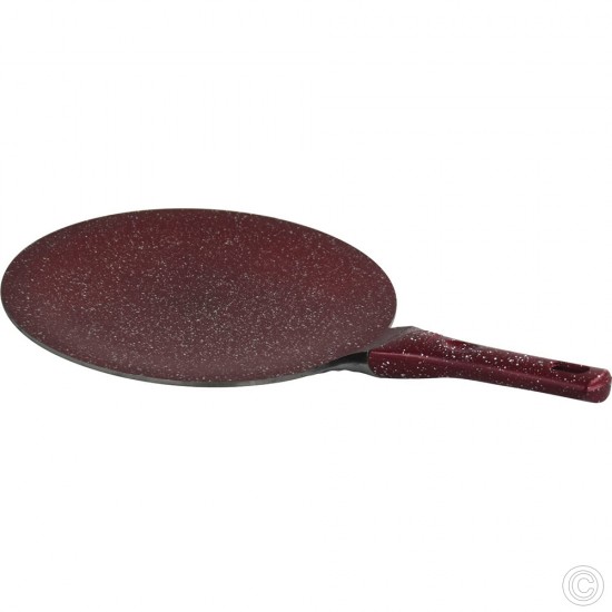 30cm Non Stick Pancake Pan Tawa Roti Pan Flat Crepe Pan Aluminium Diecast Maroon Non Stick Cookware image