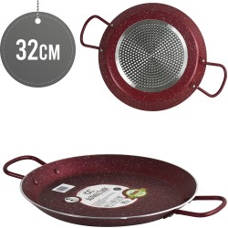 Ashley Non Stick Paella Pan Cook Professional Double Coated 32cm Red