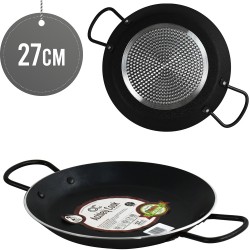 Non Stick Paella Pan Aluminium Skillet 27cm Black Perfect for Camping and Outdoor Cooking Rust Proof Coating