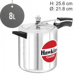 Hawkins  8L Aluminium Wide Body Pressure Cooker, Medium, Silver, 8-Litre