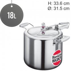 Hawkins Aluminium Pressure Cooker Big Boy 18L Litre Commercial Extra Thick Base Silver