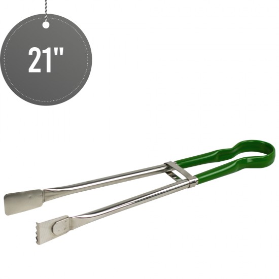 Green Coloured Non Slip Handle Stainless Steel Meat Tong Turner 21