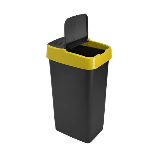 3x 18L Plastic Indoor Recycling Bin with Double Swing Lid Top Colour Coded image