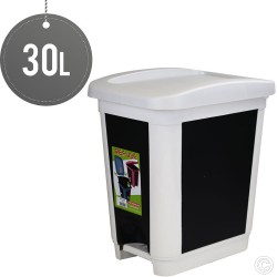 Plastic Pedal Waste Bin 30 litres Kitchen Recycle Rubbish Bins Office Home Bathroom Black White