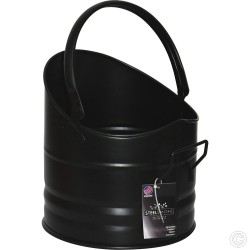 Heavy Duty Mini Metal Fireplace Round Coal Scuttle Bucket Hod (Black Oxide)