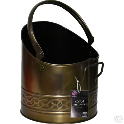 Heavy Duty Mini Metal Fireplace Round Coal Scuttle Bucket Hod (Brass)