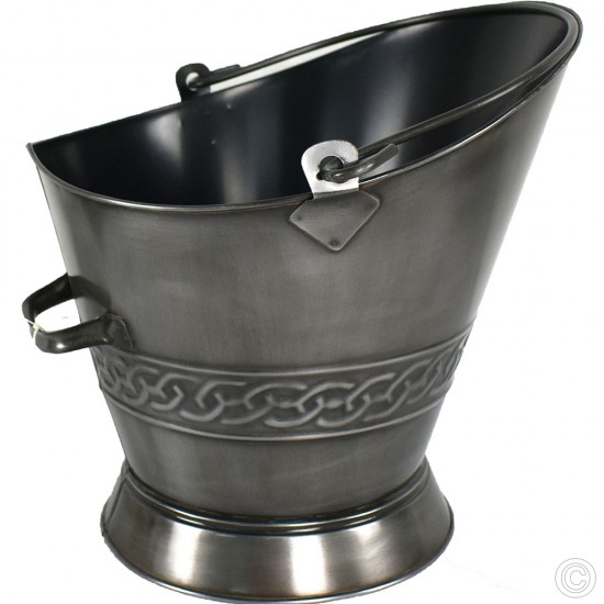 Galvanised Pewter Coal Bucket 37cm image