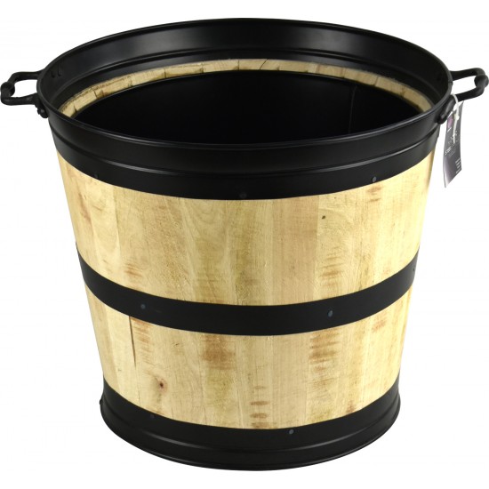 Galvanised Steel Wooden Storage Buckets 2pack Scuttles image