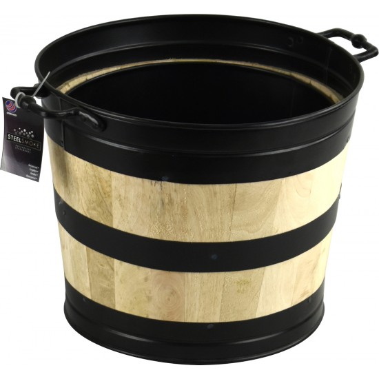 Galvanised Steel Wooden Storage Buckets 2pack Scuttles image