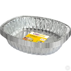 5 X Large Oval Disposable Aluminium Foil Trays Size 46x36cm Containers for Baking Roasting Broiling Cooking Food Storage